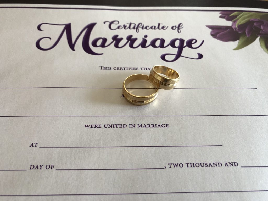 Certified Marriage License